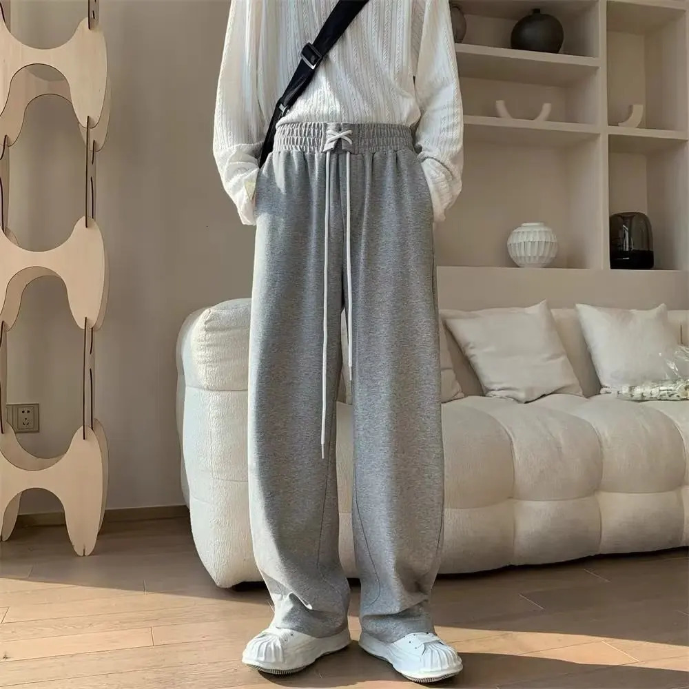 HOUZHOU Gray Sweatpants for Men Autumn Baggy Fashion Oversize Sports Pants Balck Trousers Male Joggers Streetwear Sportswear 240716