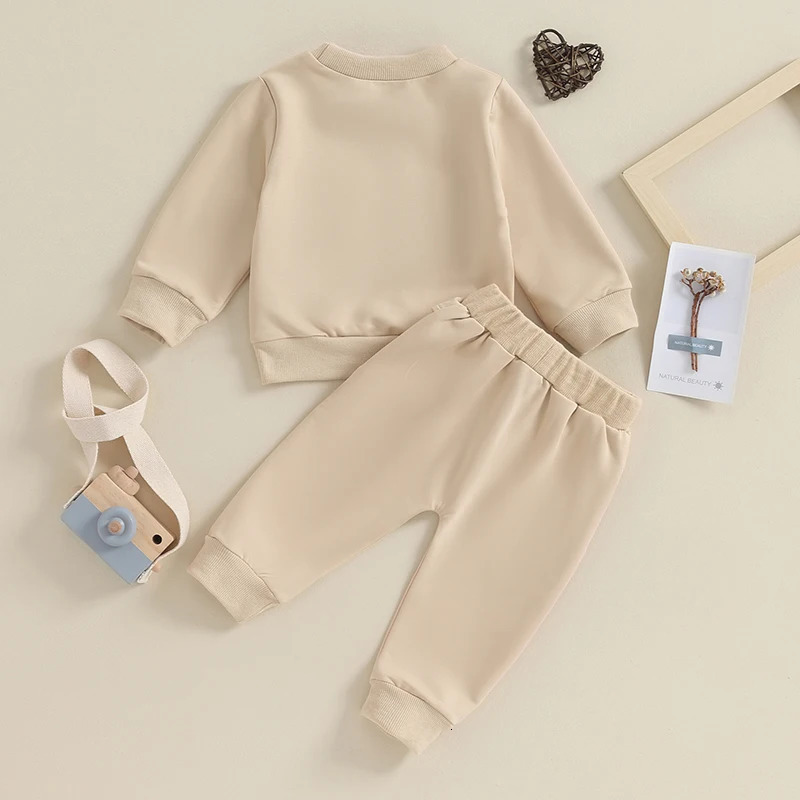 -09-20 Lioraitiin 0-3Y born Toddler Baby Boy Fall Winter Outfits Letter Crewneck Sweatshirt Casual Pants Set 2Pcs Clothes 240715