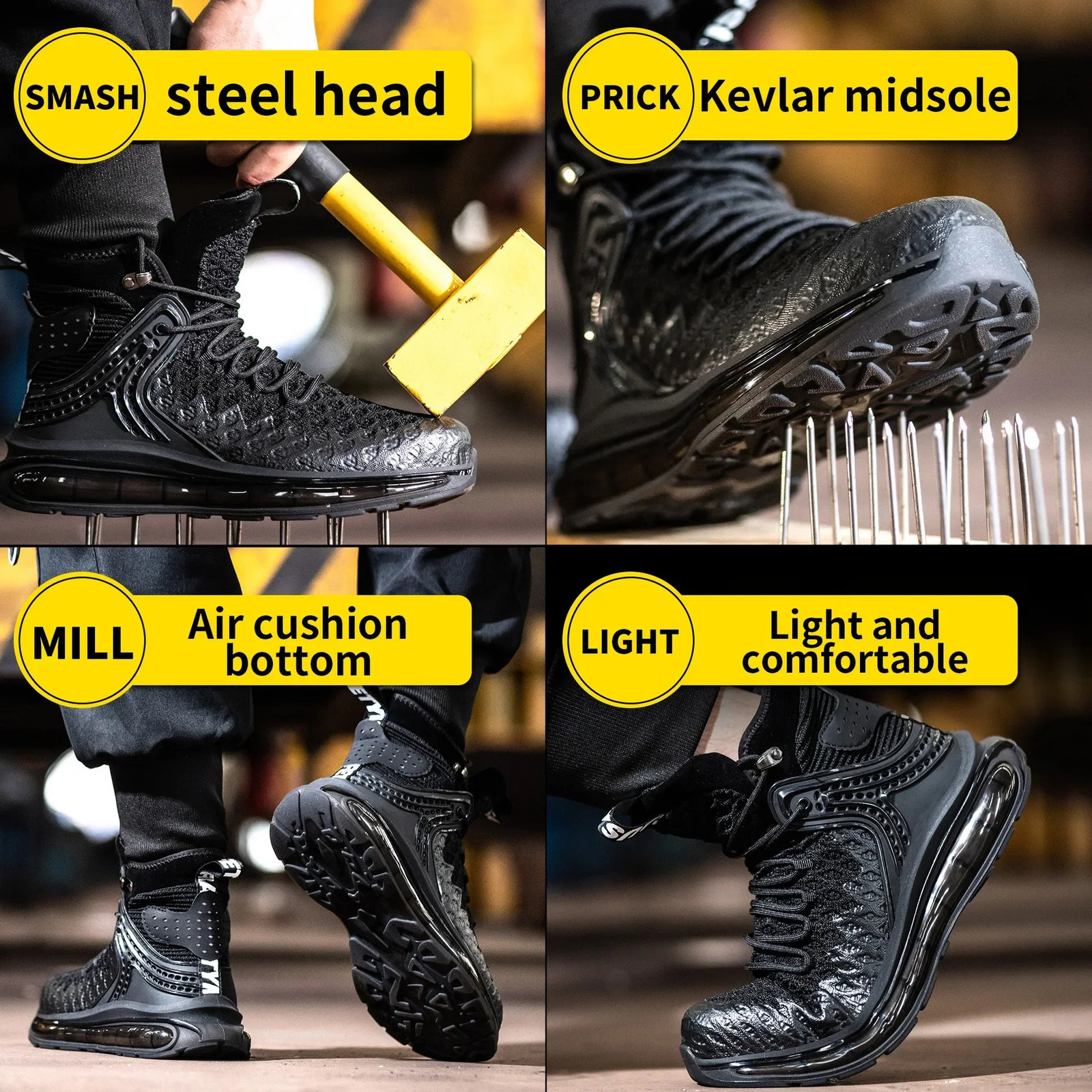 Plus Size 50 Fashion Safety Working Boots For Men High Quality Indestructible Construction Anti Smashing Shoes Sneakers Footwear 240708