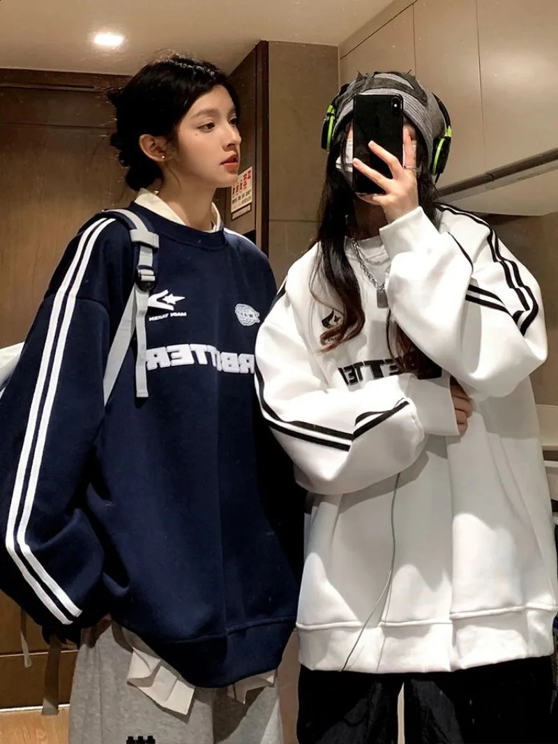 Sportswear Mens Cotton Machine Car Womens Spring and Autumn Loose Round Neck Long Sleeve Alphabet Casual Top 240718