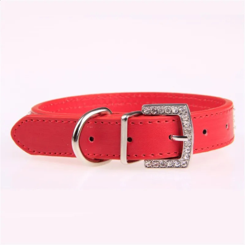 Shining Water Diamond PU Leather Crystal Dog Collar Pet Supplies Accessories 240722