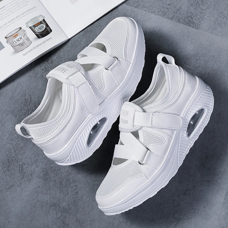 Womens Shoes Spring Genuine Soft Outsole Work Female Black Swing Woman Plus Size Wedges Single 240718
