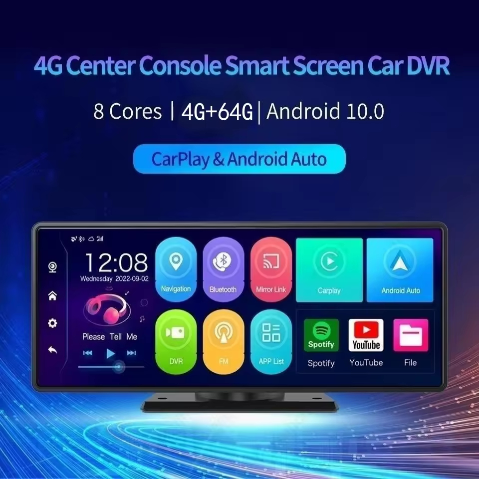 1080P DVR dash cam screen for car android 10 4gb 64gb touch carplay screen 10 inch portable smart car monitor carplay wireless link screen youtube and