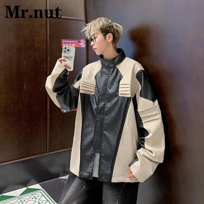 Punk Style Leather Jackets Coats Windbreak Male Bomber Jacket Tops Casual Y2k Clothing Stylish Outerwear Autumn Clothes 240716