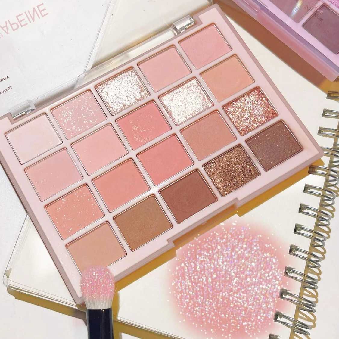 20 Colors Coral Glitter Eyeshadow Makeup Pink Rose Eye Shadow Palette Low Saturation Nude Brown Matte Eyeshadow Korean CosmeticsXJ250520