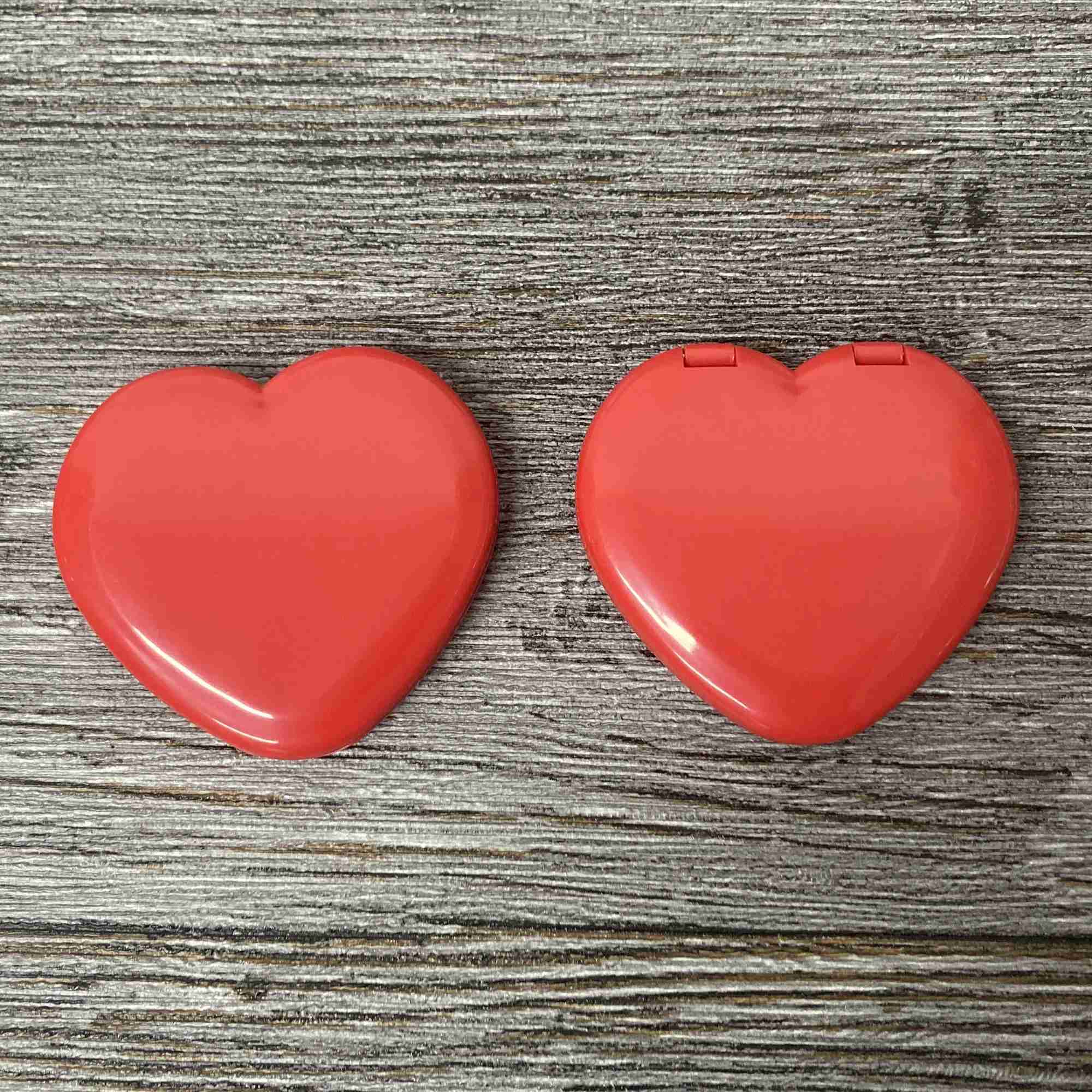 Double Sided Heart Mirror Hot Sale Magnifying 1X/2X Heart Makeup Mirror Red Heart Pocket MirrorM240722