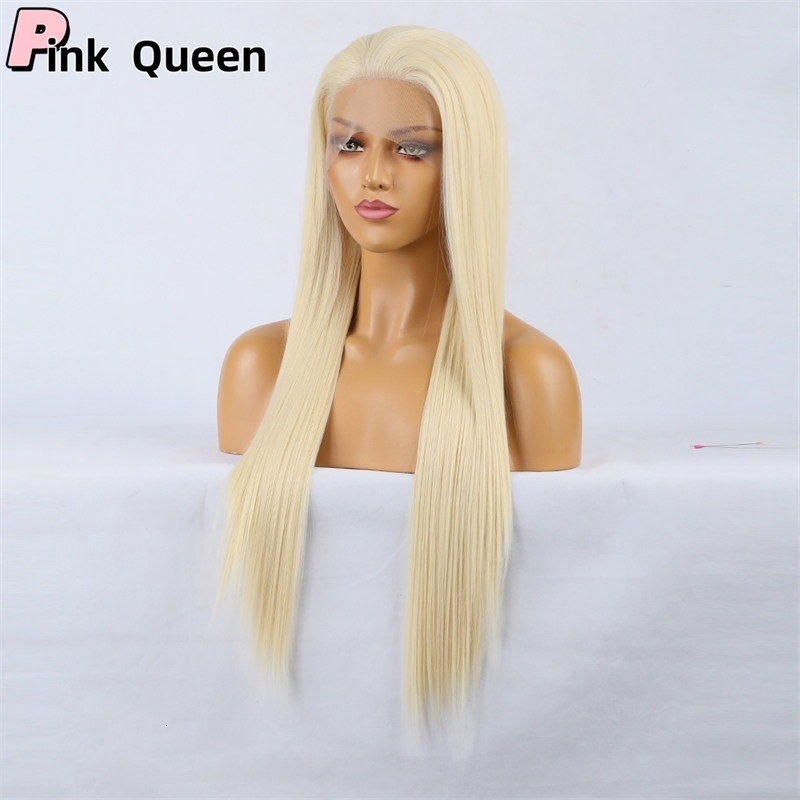 613 Snow White 134 Synthetic Hair Front Lace Glueless Heat Resistant Fiber Natural Hairline Free Parting 240708