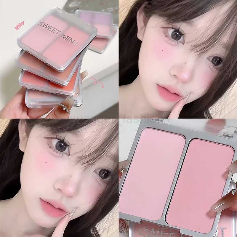 Two Color Powder Blusher Matte Skin Brightening Palette Nude Makeup Waterproof Durable Eye Shadow Pink Blush Pink Korean MakeupB240722