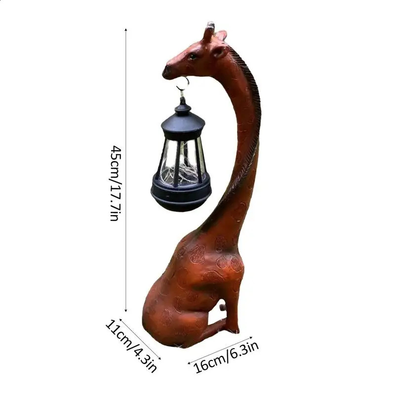 Solar Outdoor Garden Statue Decorative Giraffe Figurine Outdoor Decorations Creative Resin Lighted Garden Decor Funny Ornament 240711