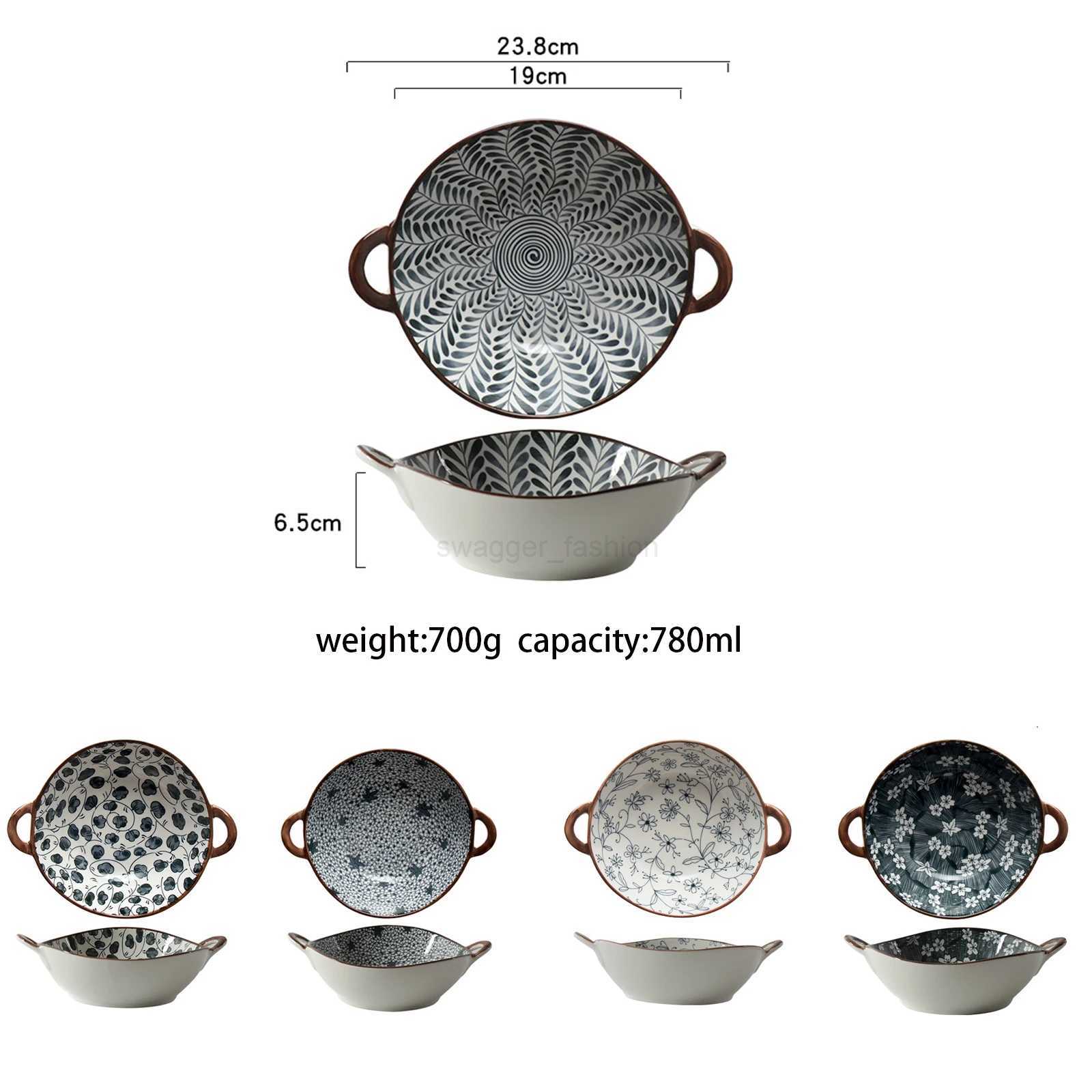 780ml Japanese soup bowl with handle ceramic Nordic tableware surface dish bowl kitchen utensils tableware ramen bowlB270723