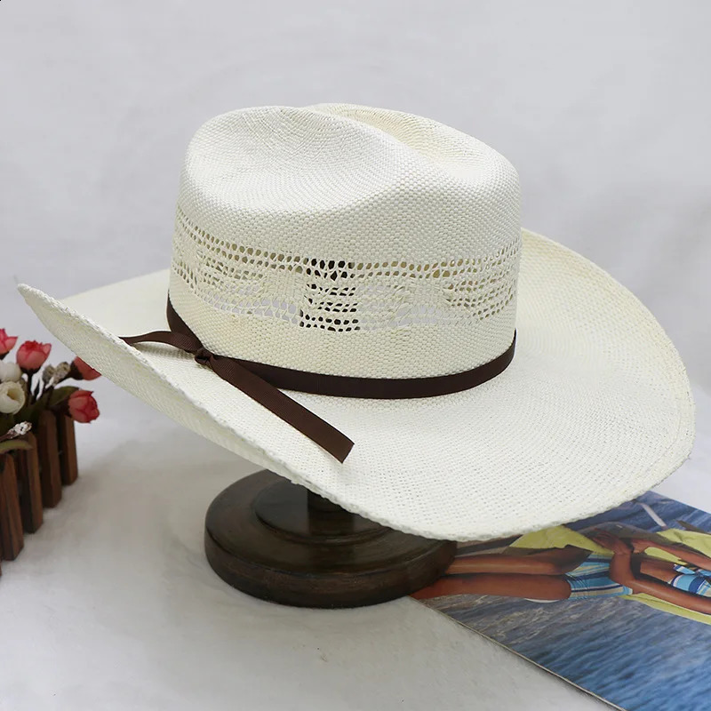 2024 Cowboy Straw Hat Stiff Version Woven Western Cowboy Hat Jazz Hat Rolled Brim Summer Sun Shade sombrero hombre 240717