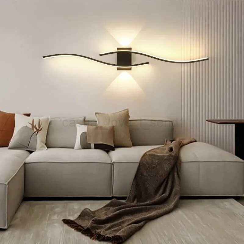 Modern Simple Wall Lamp Aluminum LED Living Room Wall Lamp Home Decoration TV Wall Bedroom Living Room LightingCL240722