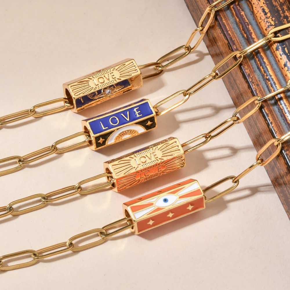 Pendant Necklaces ZMZY Bohemian Clip Necklace Womens Stainless Steel Chain Gold Eye Pendant Necklace Lucky Aesthetics Trkiye Jewelry Women J240719