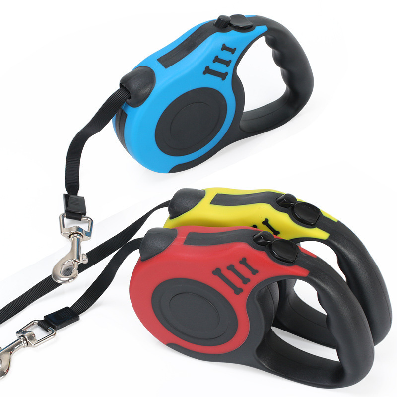 Pet leash with automatic retractable traction device, bone printed dog walking leash, 3m/5m pet supplies