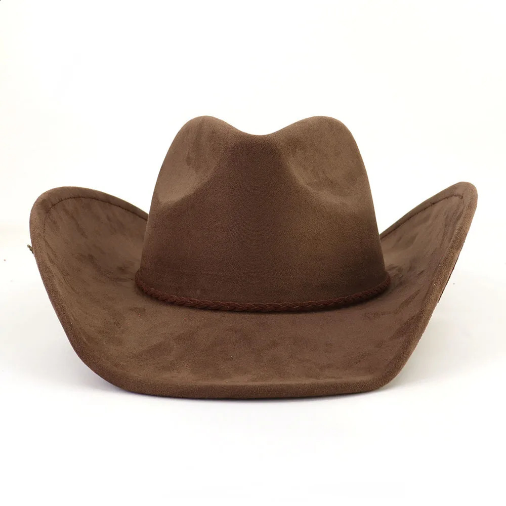 Suede Top Hat Fascinator Roll Brim Jazz Fedora Hat Men Women Rhinestone Five-Pointed Star Western Pink Cowboy Hat Cowgirl Cap 240717