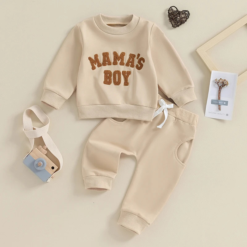 -09-20 Lioraitiin 0-3Y born Toddler Baby Boy Fall Winter Outfits Letter Crewneck Sweatshirt Casual Pants Set 2Pcs Clothes 240715