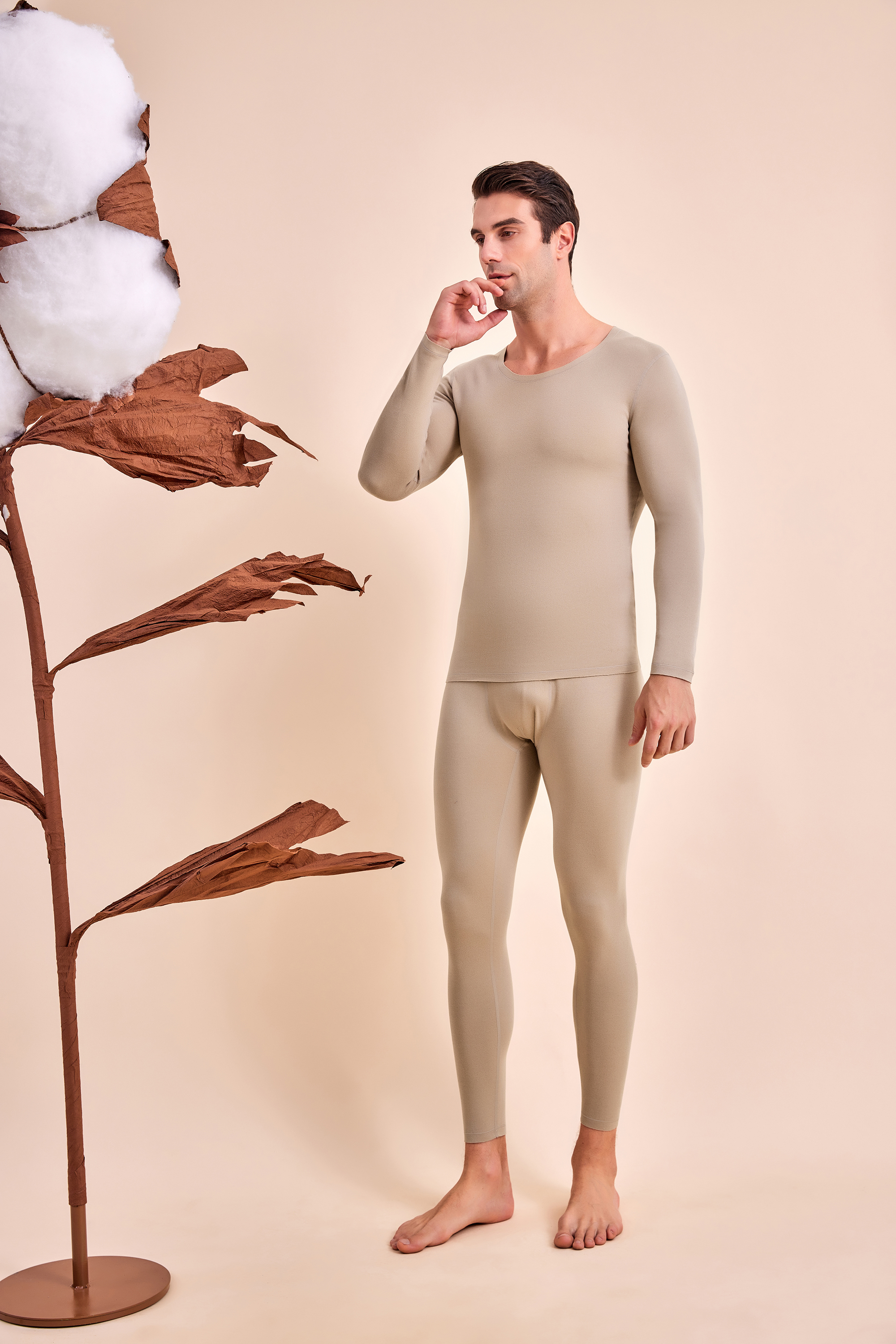 Men's thermal suit, thermal underwear, pajamas, 7A antibacterial and mite proof 24A07