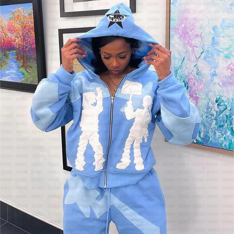 Y2K Hoodie Hip Hop Gothic Patchwork Loose Pullover Men Women Fashion Retro Harajuku Street Clothing Casual Top Clothing 240722