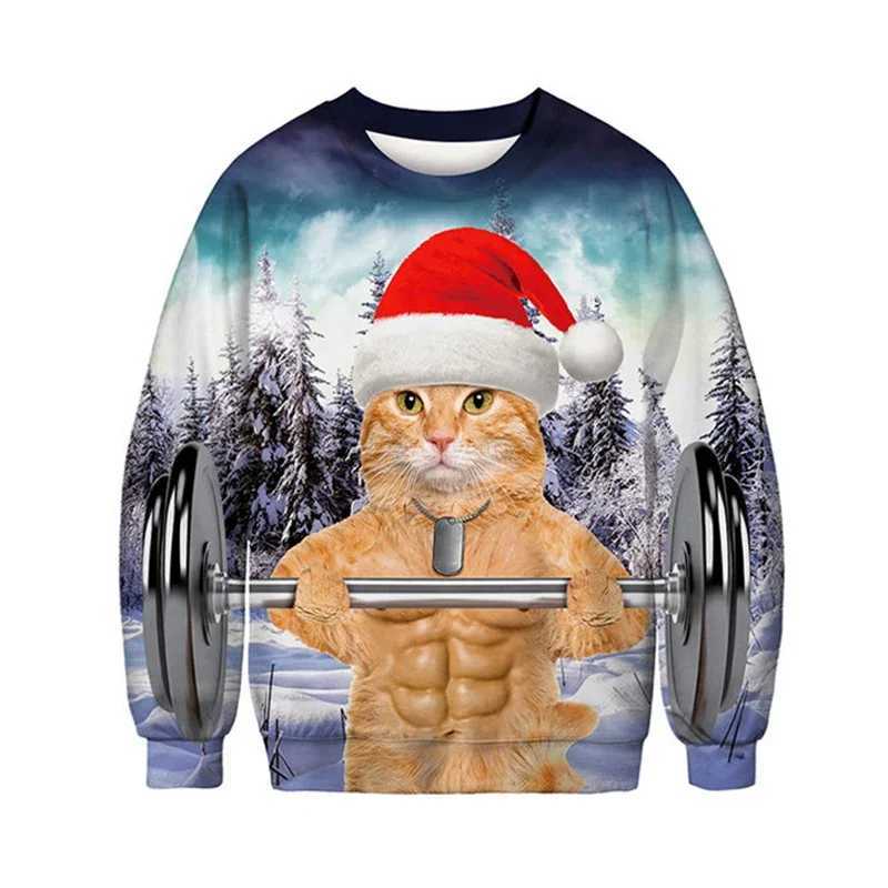 Funny 3D Print Cat Sweater Men Women Ugly Christmas Sweaters Jumpers Tops Holiday Party Pullover Hoodie Sweatshirt 3XL Z240912
