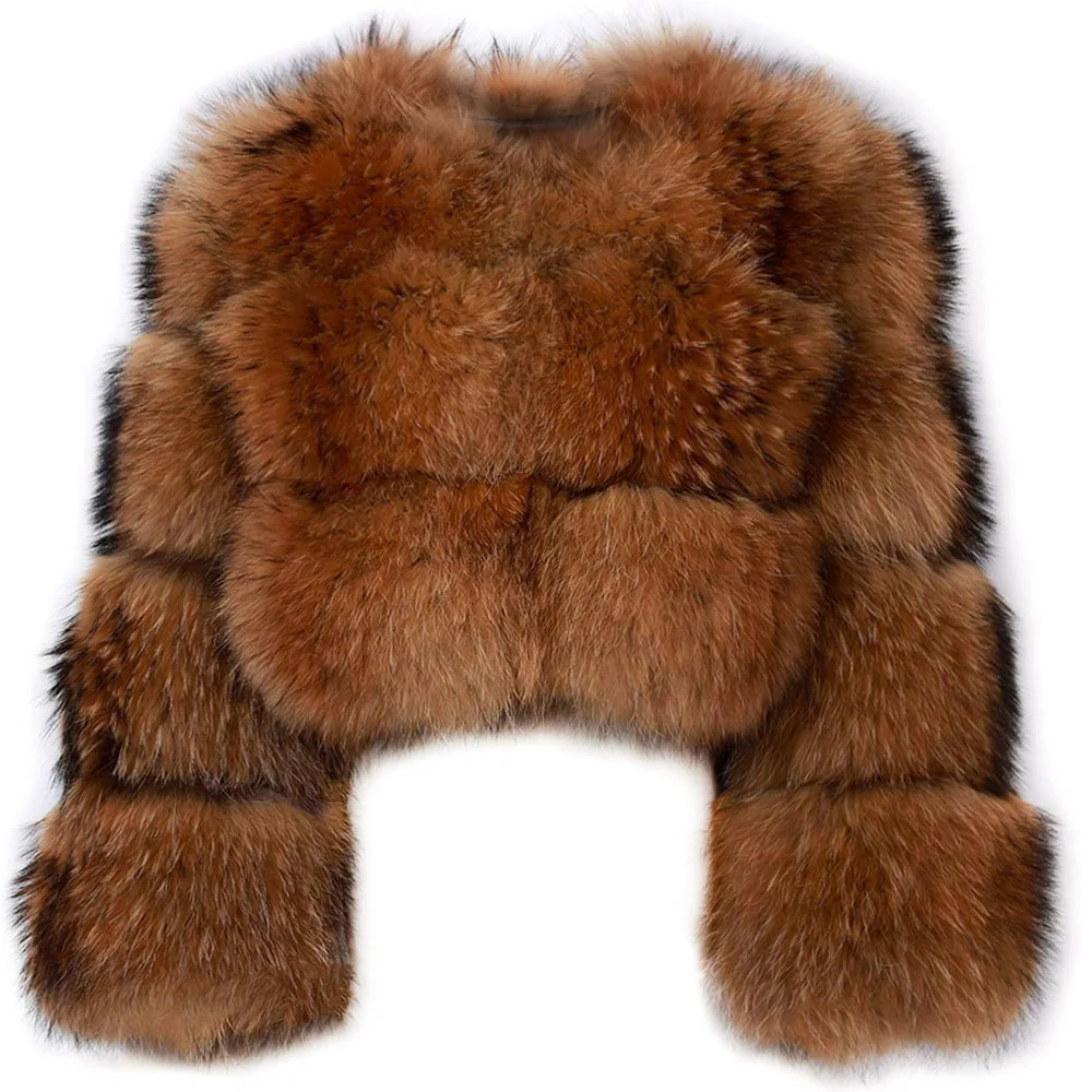 YOLOAgain Plus Size 8XL Women Winter Coats Natural Fox Fur Jacket Ladies Cropped Fur Jacket Outerwear 240716