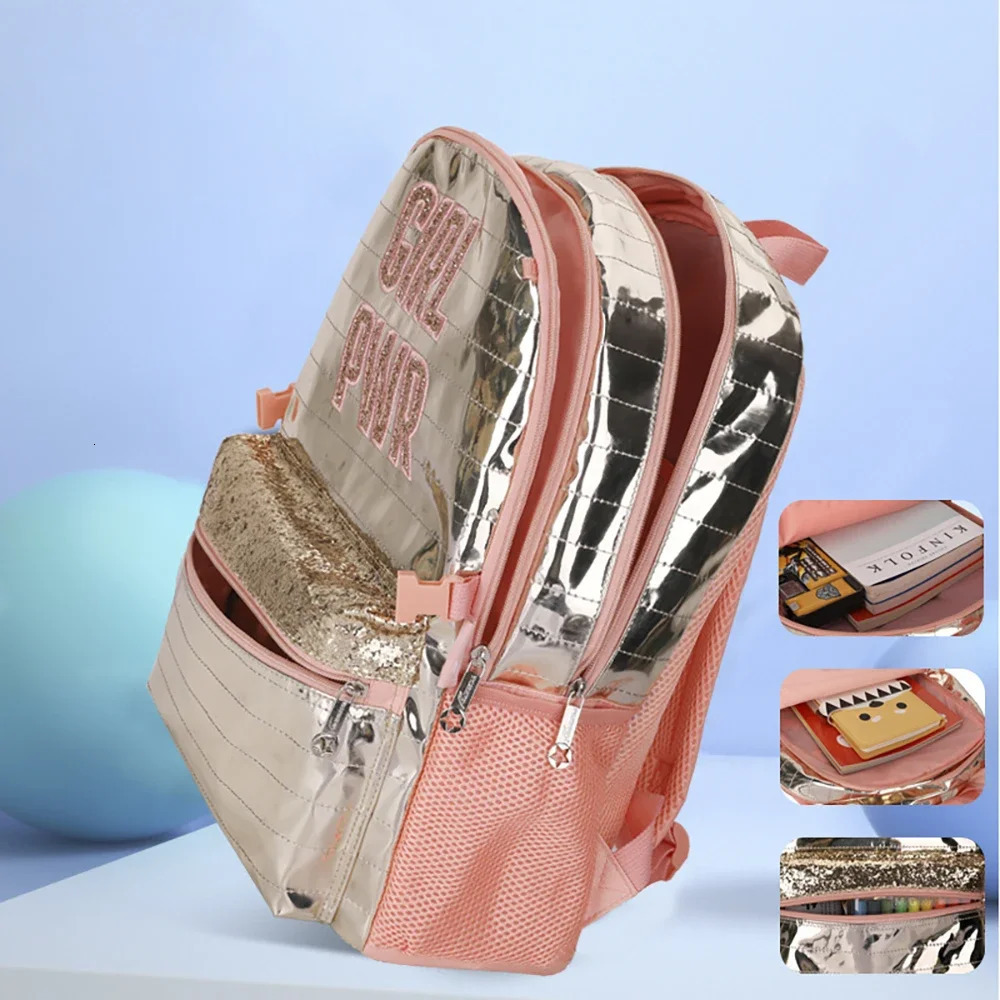 School Bags Backpacks for School Teenagers Girls Waterproof Spine Protection Schoolbag Sequined Detachable Lunch Bag Girls Bags 240712