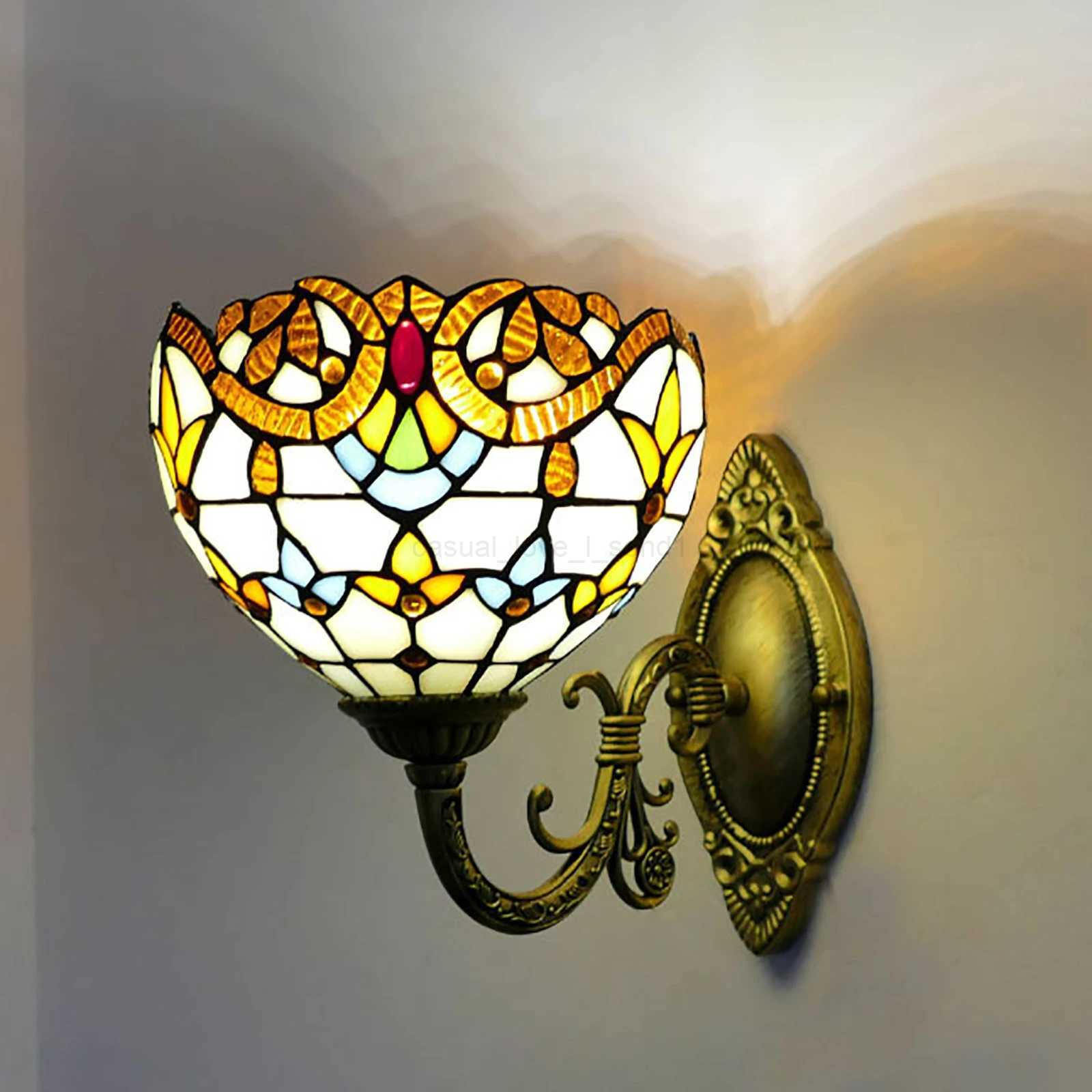 Tiffany Style Beige Dome Glass Wall Lamp Victorian Style For Bedroom Living Room Dining Room Balcony LoftCL240722