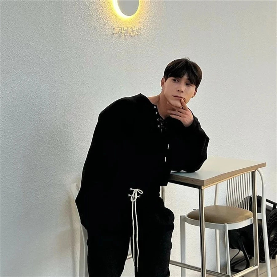 Long Sleeve t shirt for Men Autumn Fashion Cotton Solid Color tshirts Cozy Streetwear tshirt 3XL Baggy Korean Trendy 240717