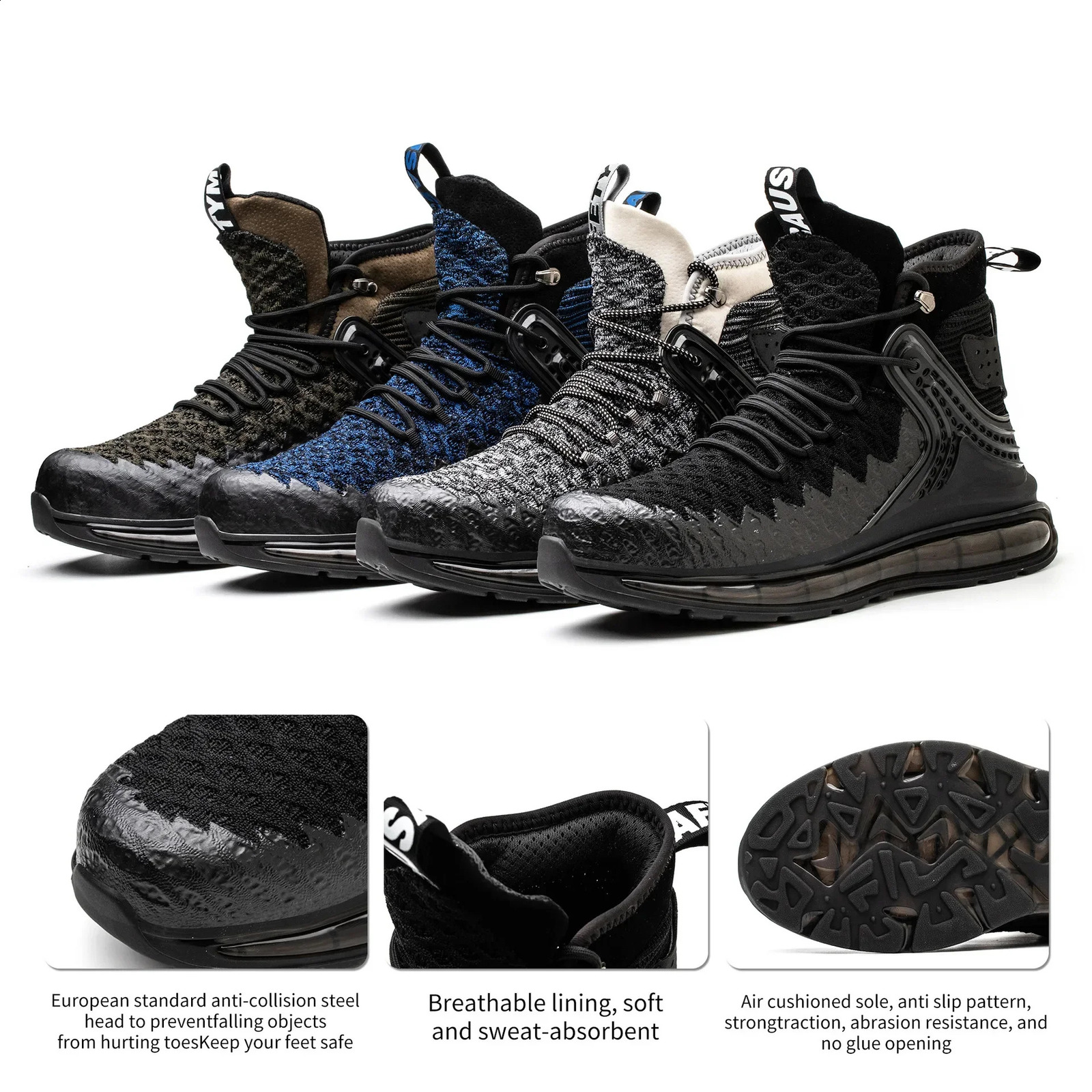 Plus Size 50 Fashion Safety Working Boots For Men High Quality Indestructible Construction Anti Smashing Shoes Sneakers Footwear 240708