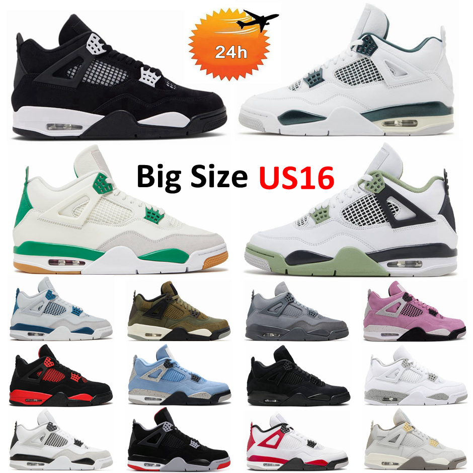 Designer Mens Women Basketball Shoes Pine Green Black Cat 4 Purple Sapphire Red White Cement Sail Tour Yellow Men shoes4S Trainers Outdoor Sneakers Big Size 14 15 16