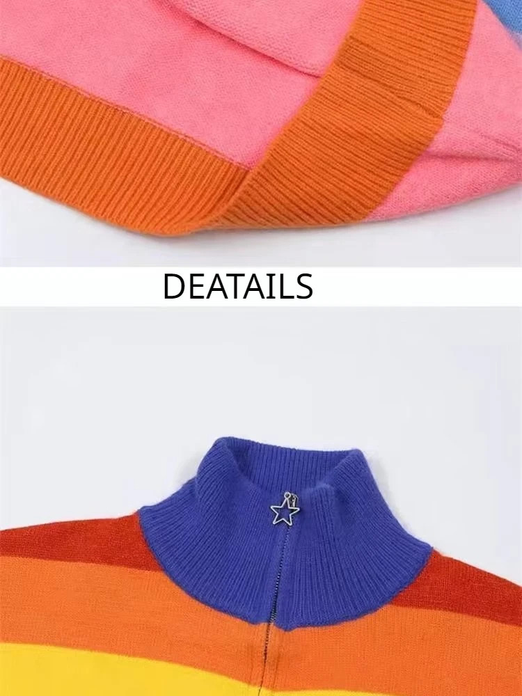 Colorful Cardigan Women Autumn Baggy Stand Collar American Style sweet Schoolgirl Daily Versatile Fashion Comfortable Chic 240717