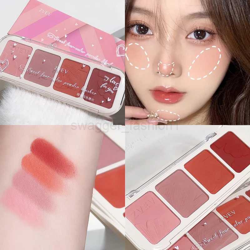 Low Saturation Smoky Pink Blush High Pigment Powder Eyeshadow Blusher Matte Brighten Contour Palette 4Color Mixed Korea CosmeticB240722