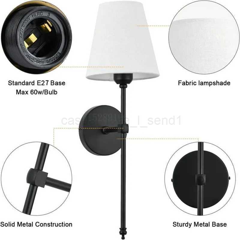 Modern American Led Wall Lamp for Decor Bathroom Mirror Light Bedroom Corridor Stairs Cloth Lampshade Wall Sconce Room DecorCL240722