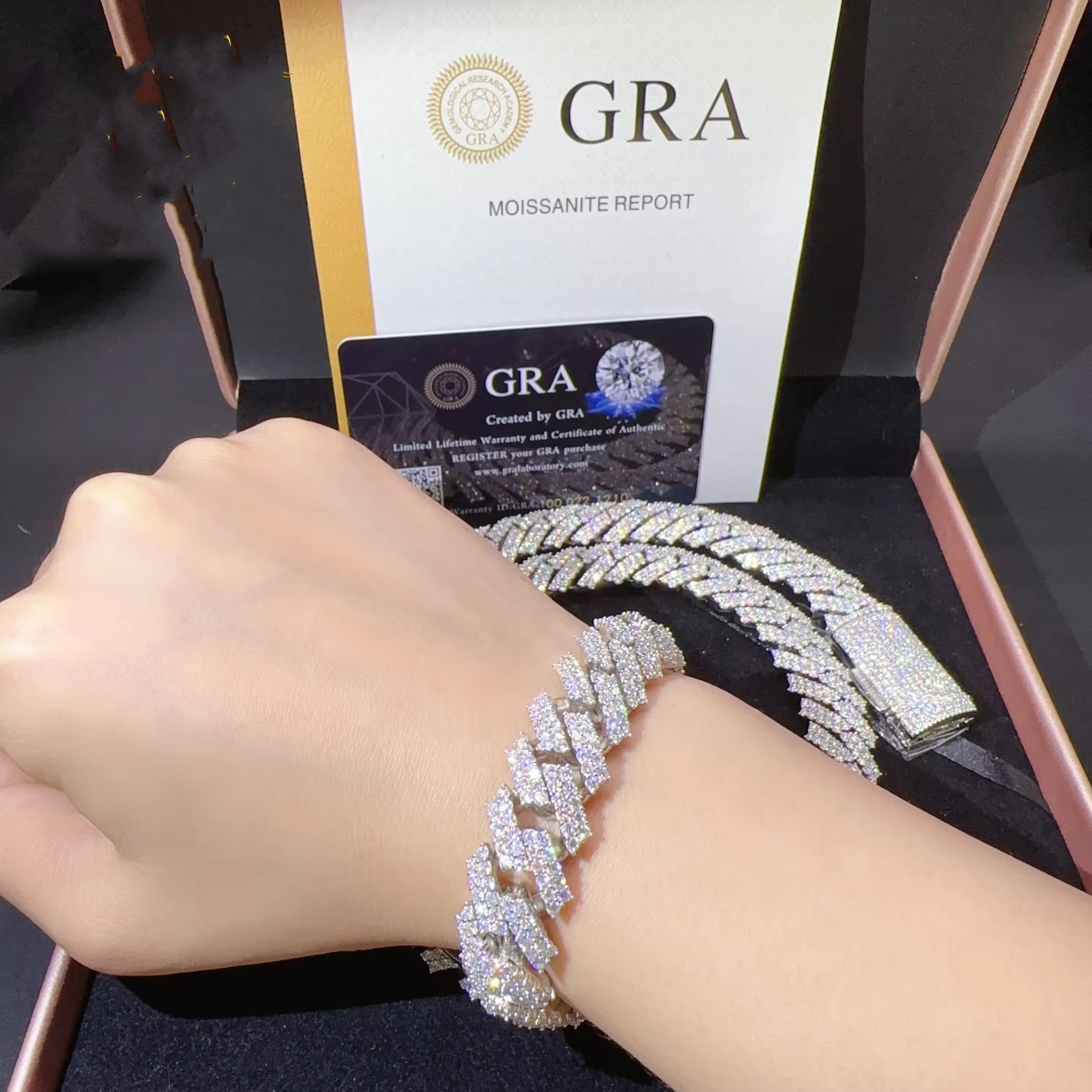 designer moissanite ice out dia 14mm wide with GRA gold sterg sier cuban k chain for men fashion necklace