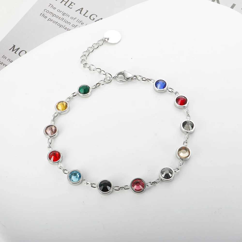 Pendant Necklaces Golden Sea Colorful Gem Bracelet Ulanity T S Stainless Steel Bracelet Suitable for Womens 12th Birthday Stone Rainbow Crystal Chain 