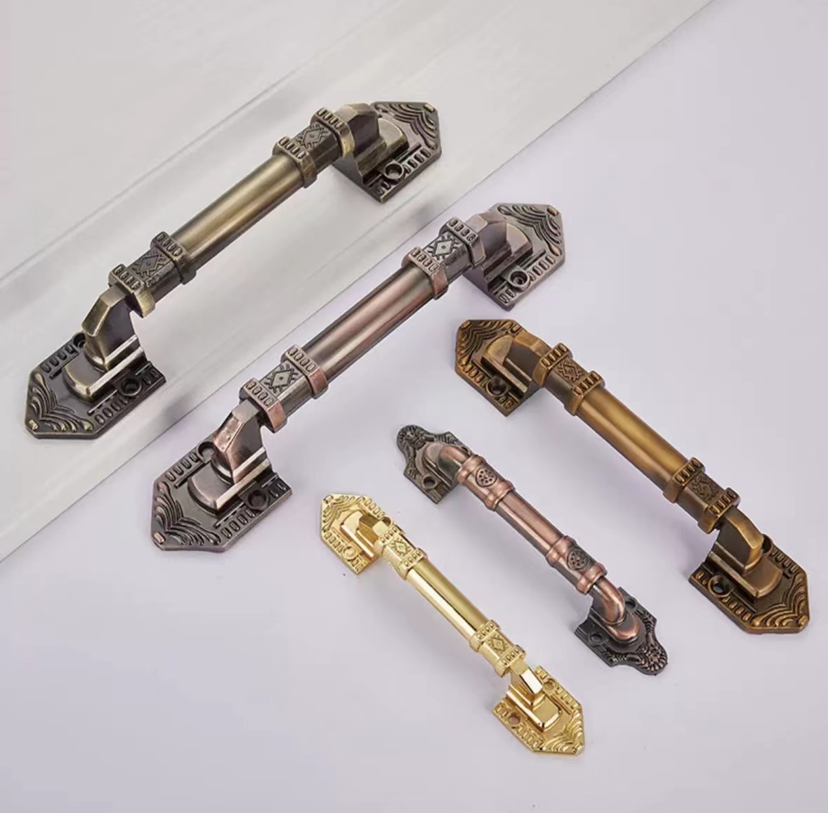 European retro antique copper zinc alloy aluminum die-casting open door handle, door, wooden door, double door handle, cabinet door, sliding door