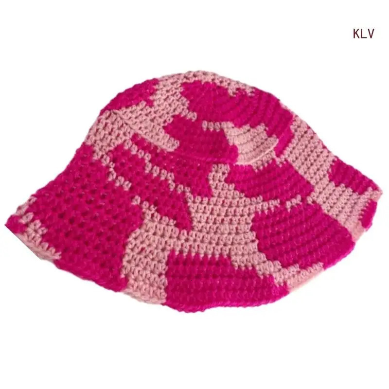 Elegant Bucket Hat Colorful Cow Pattern Crochet Hat Holiday Decors Vacation Hat Western Cloch for Schoolgirls 240715