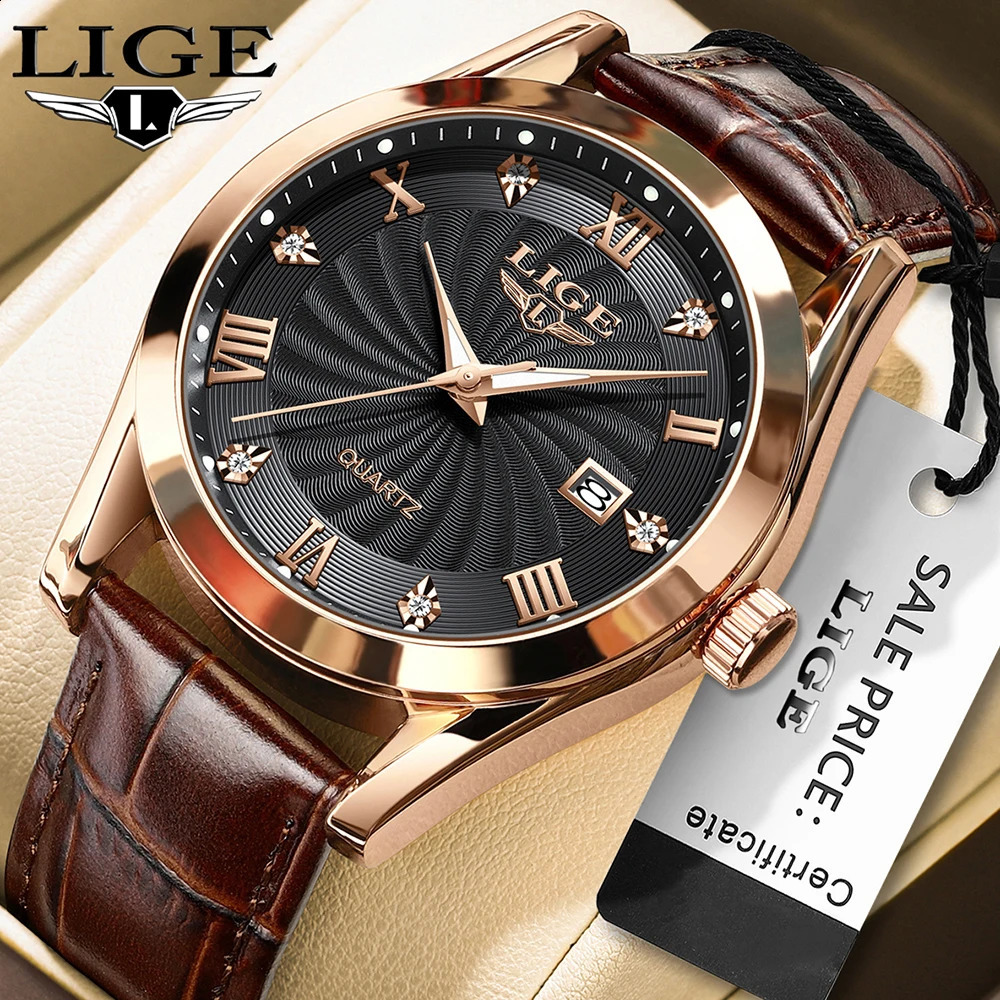 2024 LIGE Men Watches Waterproof Luminous Top Brand Luxury Leather Casual Sports Quartz Wristwatch Military Man Watch For 240716