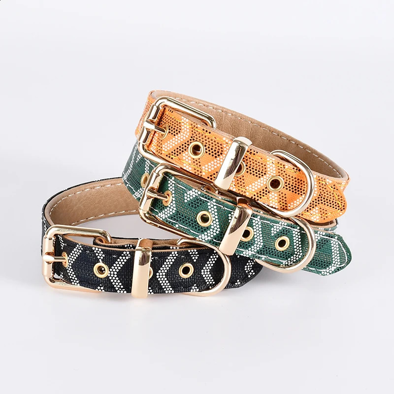 Loudik dog collar with name board customized personalized recycling ECO leather pet accessories fashionable patterns wholesale 240722
