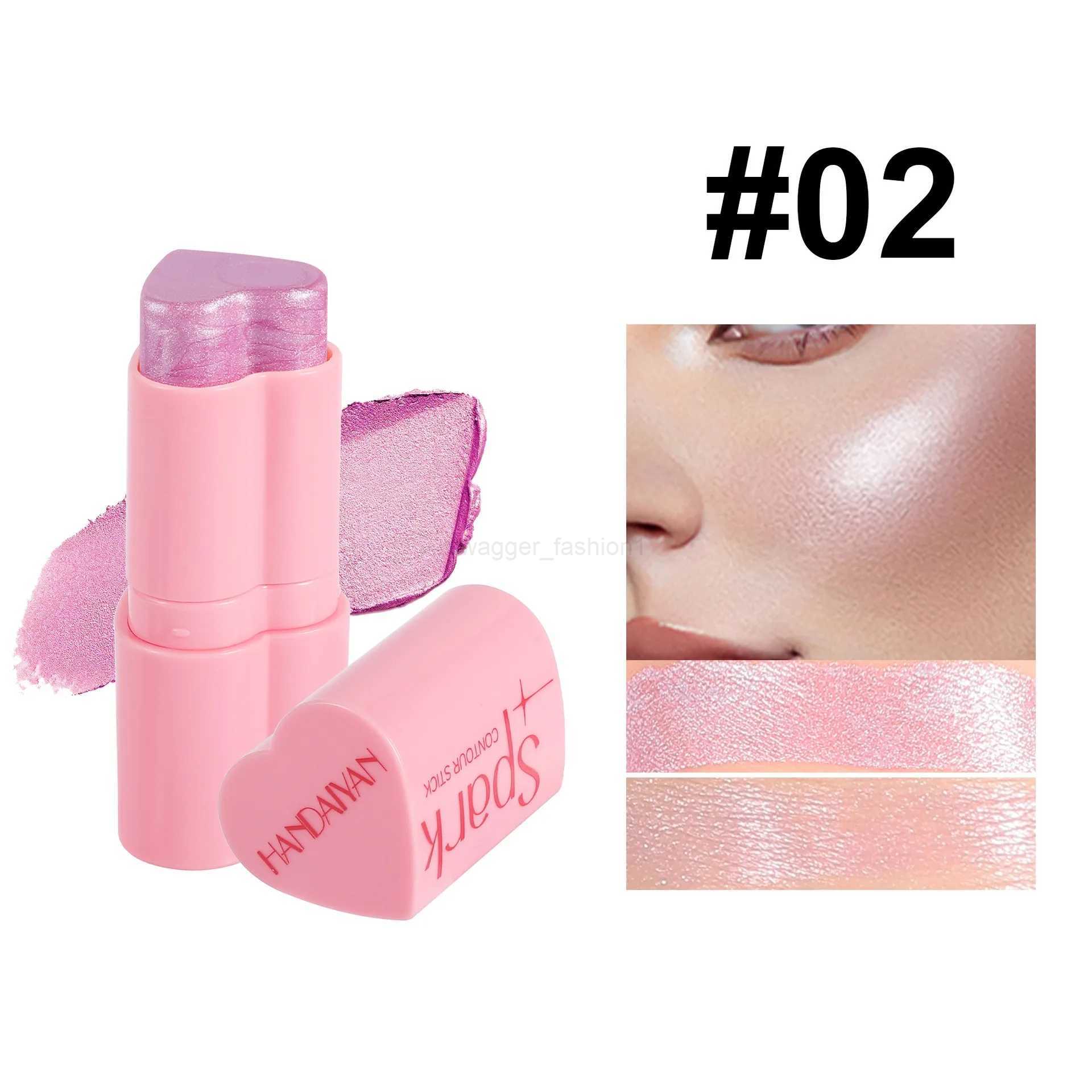 Heart Shape Creamy Blush Stick Pearlescent Matte High Gloss Brighten Blusher Cream Makeup Highlighter 3 In1 Lip Eye Cheek TintB240722