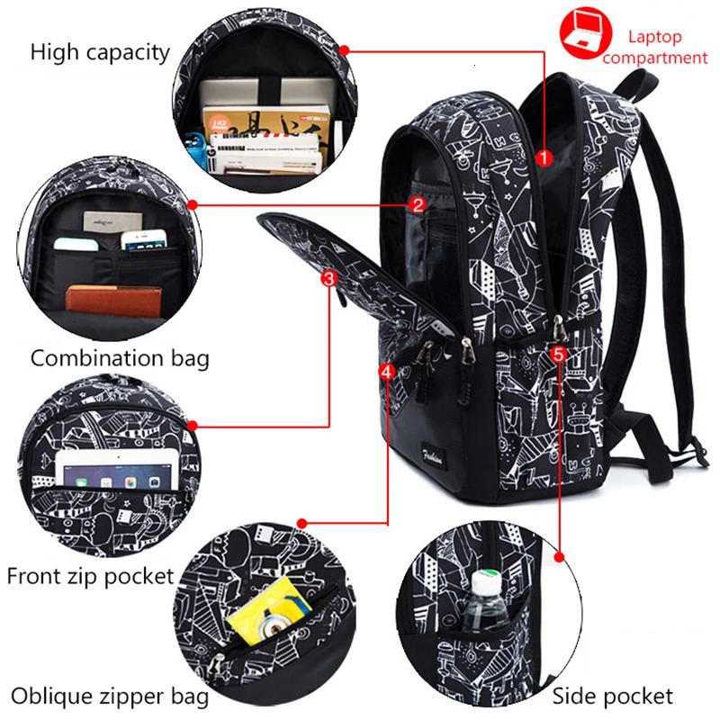 Children Printing School Backpack Large-Capacity Orthopedic Schoolbag For Boys Girls Laptop Backpacks Teenage Nylon School Bags 240712