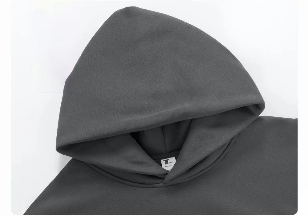 500GSM heavyduty fashionable mens hoodie autumn and winter casual thick cotton solid color sports shirt 240819