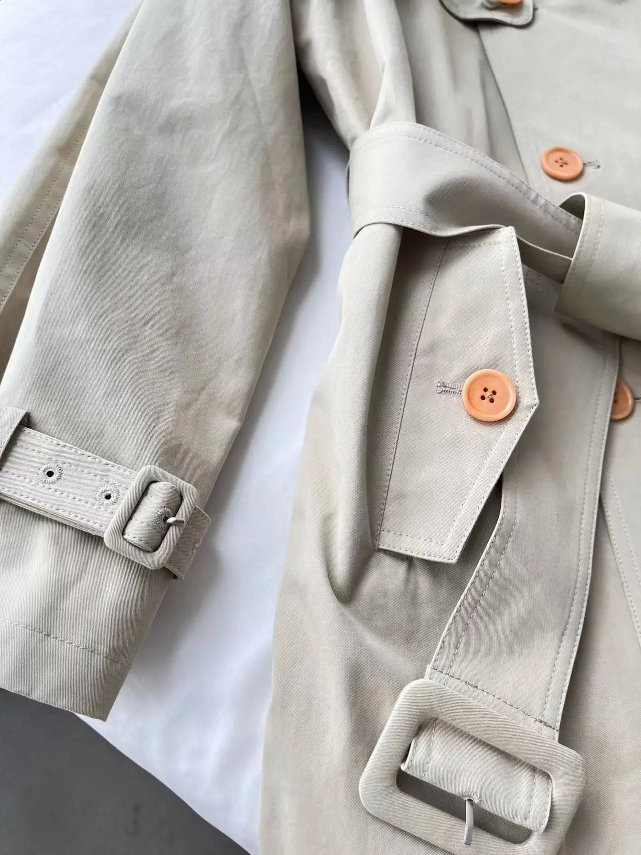 THE R AutumnWinter Scandinavian Style Classic Basic Trench Coat Womens Flat Pocket Buckle Strap Jacket 240712
