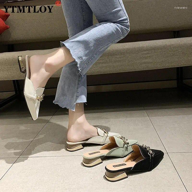 Slippers Low Shoes Ladies' Slides Slipers Women Shallow Female Mule Cover Toe Fringe Loafers Designer Mules Flat PU