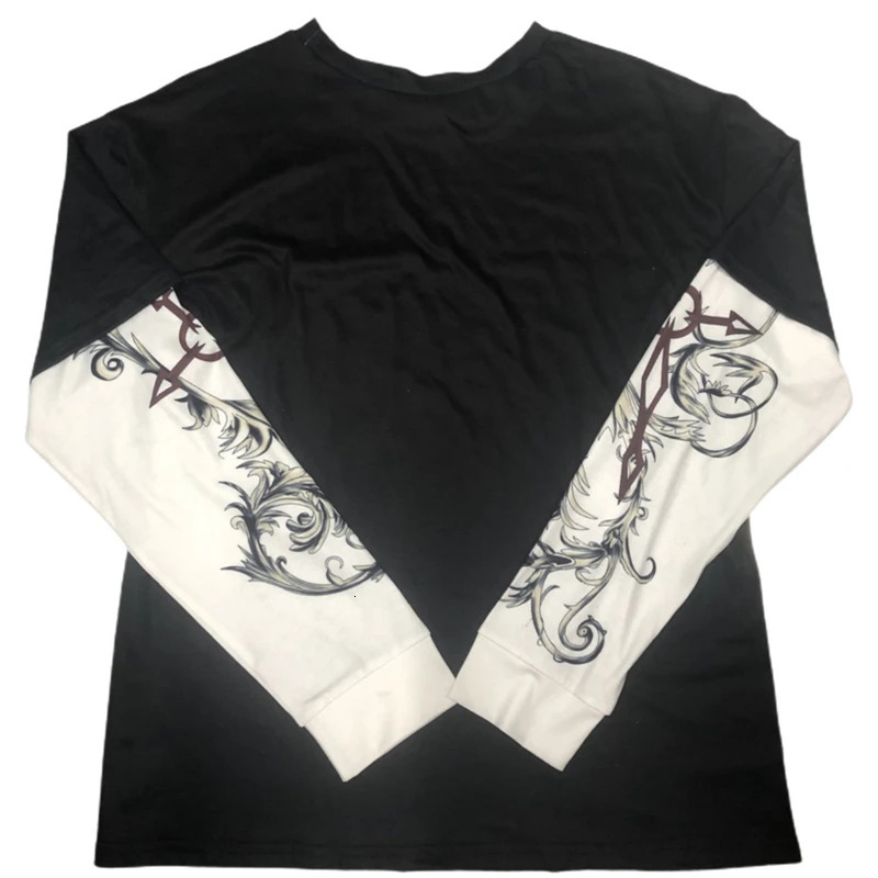 Xingqing Gothic Tops Women Vintage Graphic Print Patchwork Long Sleeve T Shirts y2k Dark Academia Aesthetic Clothes Streetwear 240717