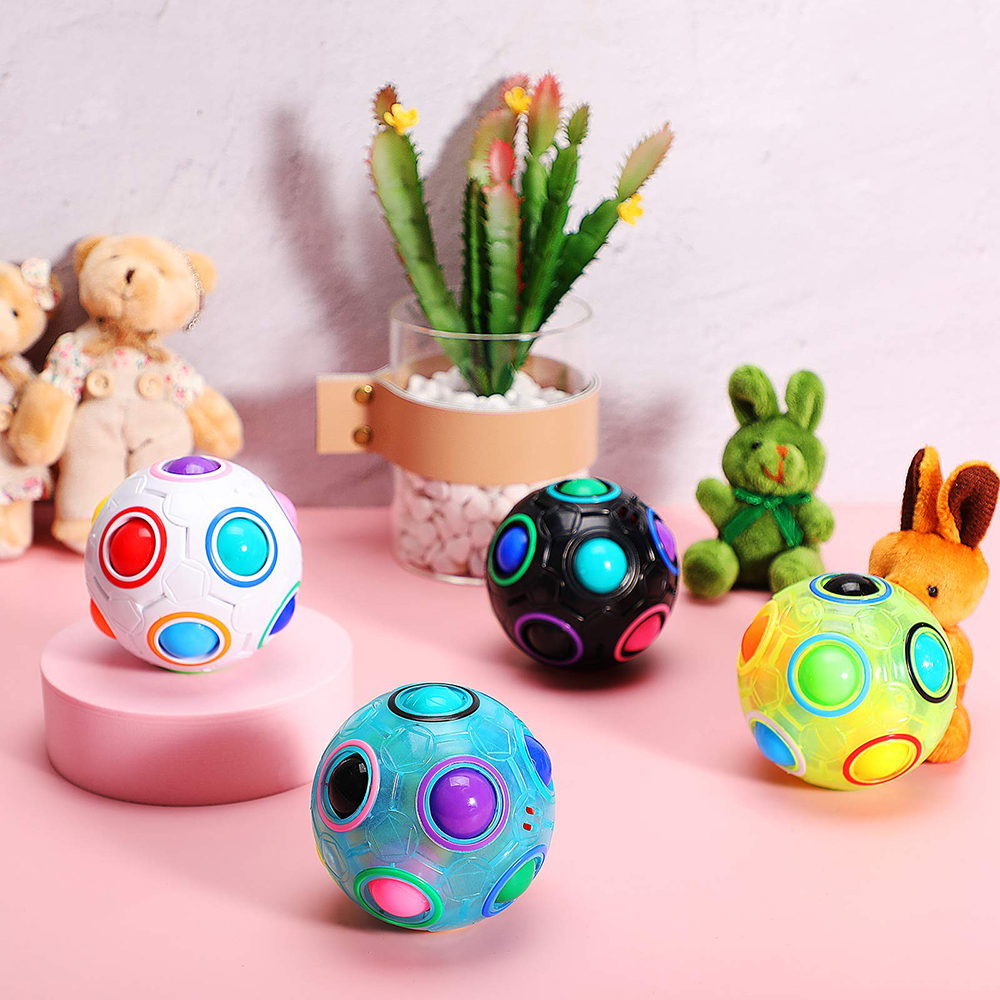 Rainbow Ball 3D Puzzle Magic Cube Glow Luminous Fidget Toy Brain Teasers Anti Stress Relief Christmas Gifts Educational Games for Children Kids Adults