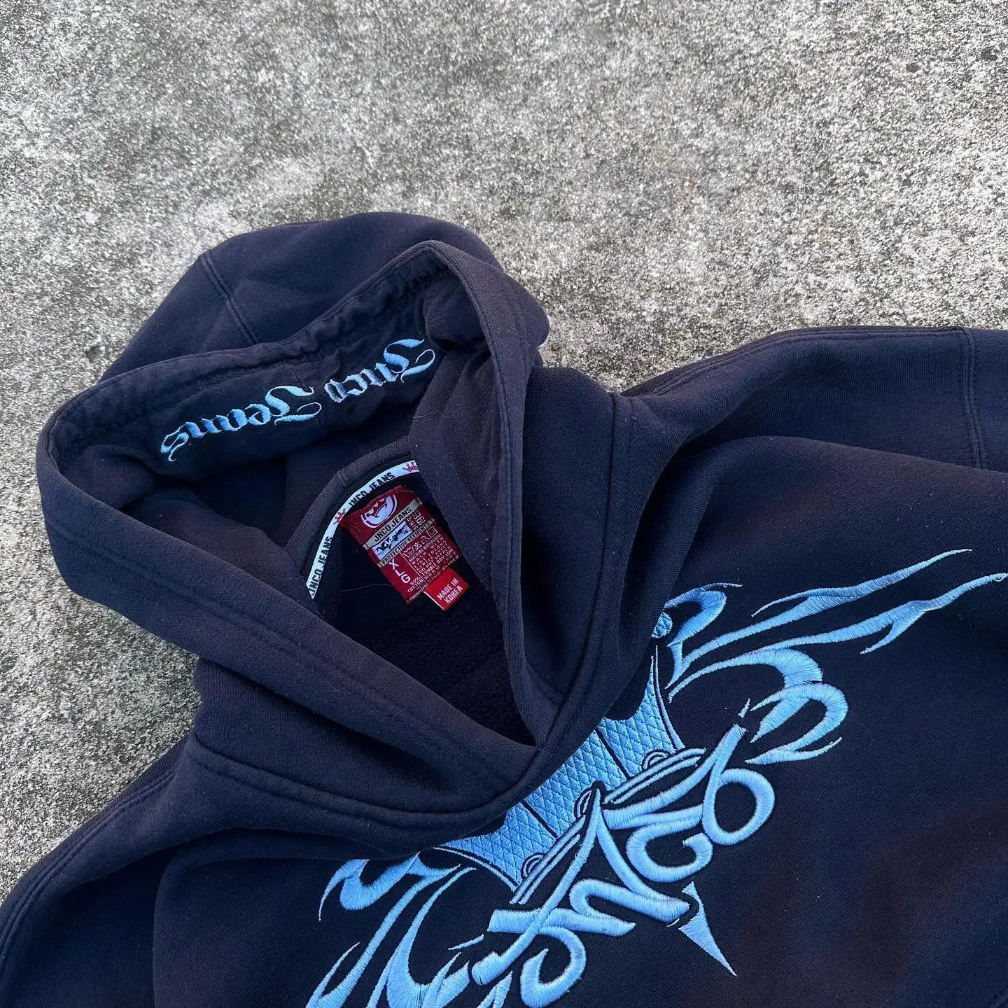American Hip Hop JNCO Pattern Embroidery Hoodie Men Y2K Street Casual Loose Joker Sweatshirt Unisex Punk Rock Hooded 240719