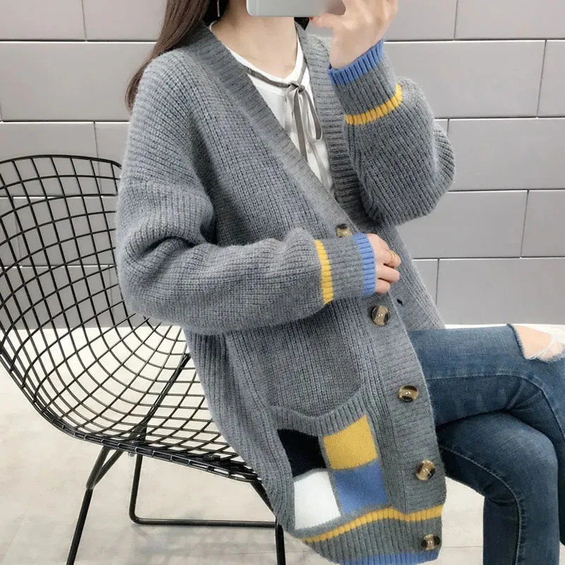 Knitted top cardigan womens fashion aesthetic purse sweater jacket spring mixed color sweater cardigan women 240717