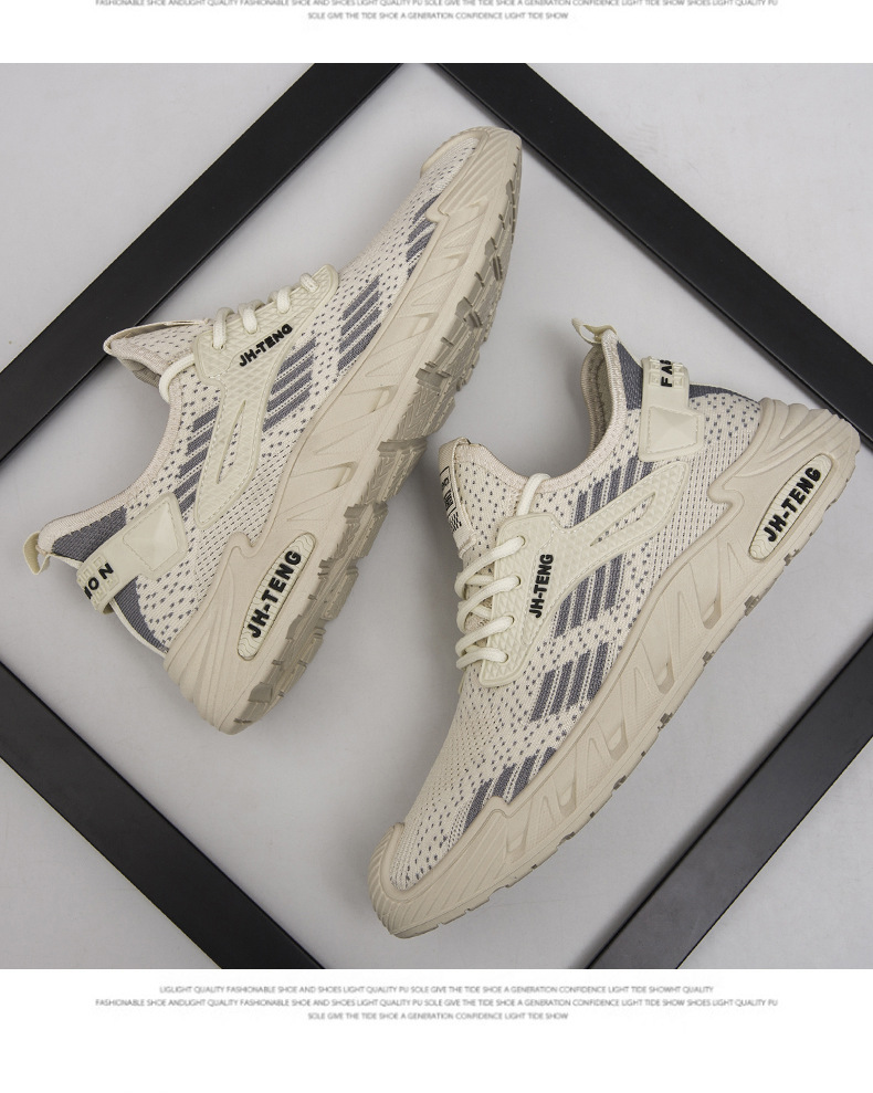 Men's trendy summer mesh fabric non smelly running casual breathable sports men's shoes