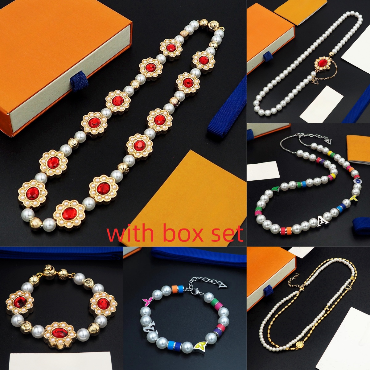 Designer Necklace Pearl Necklace for Women Brand Jewelry Luxury Necklace Bracelet Jewelry Set Sweater Chain Lovers Gift with Original Gift Box Set