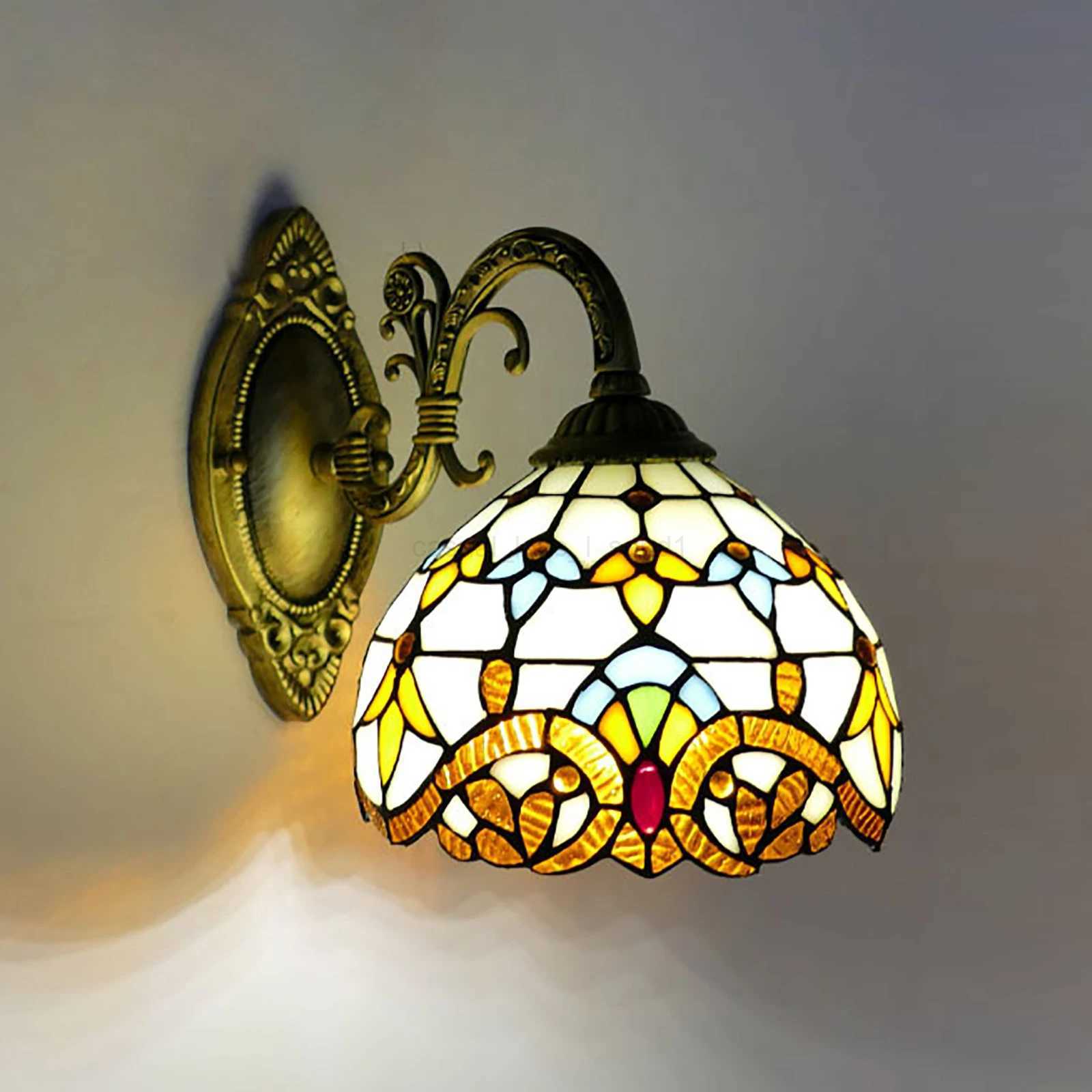 Tiffany Style Beige Dome Glass Wall Lamp Victorian Style For Bedroom Living Room Dining Room Balcony LoftCL240722